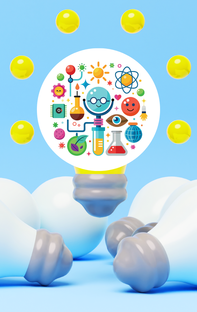 light bulbs and steam icons on blue background